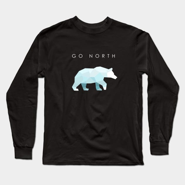 Go North - Polar bear (dark) Long Sleeve T-Shirt by MikeDrago